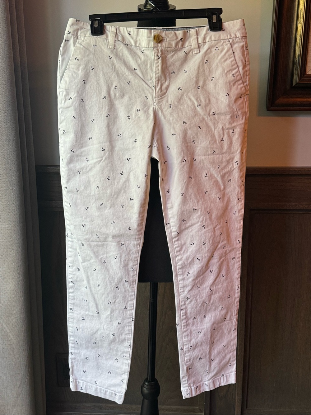 Tommy Hilfiger White Ankle Jeans with Navy Anchor print 6
